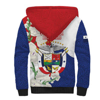 Panama Independence Day Sherpa Hoodie Harpy Eagle With Mola Pattern - Flag Style - Wonder Print Shop