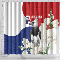 Panama Independence Day Shower Curtain Harpy Eagle With Mola Pattern - Flag Style