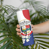 Panama Independence Day Skinny Tumbler Harpy Eagle With Mola Pattern - Flag Style - Wonder Print Shop
