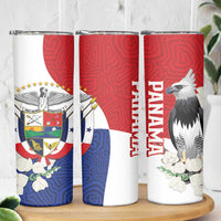 Panama Independence Day Skinny Tumbler Harpy Eagle With Mola Pattern - Flag Style - Wonder Print Shop