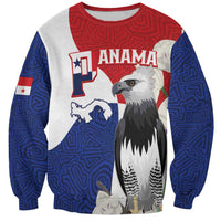 Panama Independence Day Sweatshirt Harpy Eagle With Mola Pattern - Flag Style - Wonder Print Shop