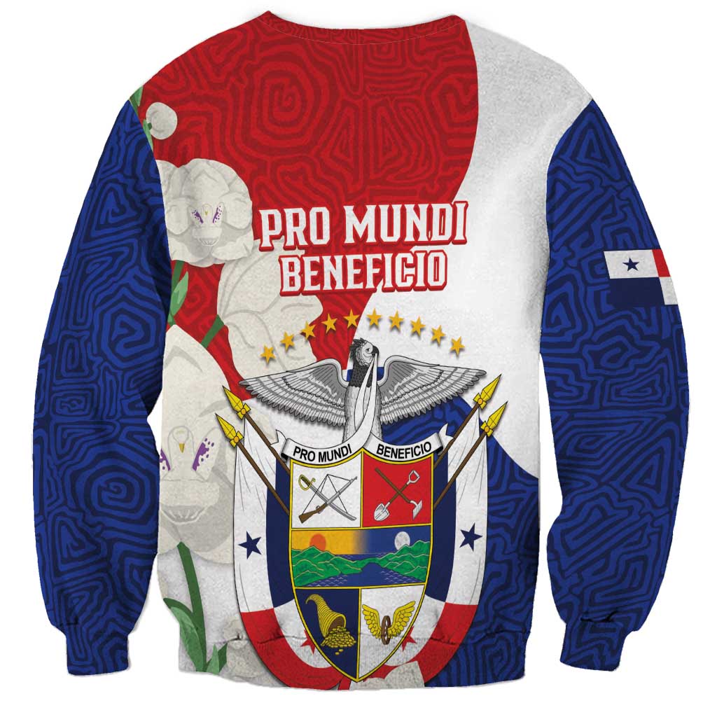 Panama Independence Day Sweatshirt Harpy Eagle With Mola Pattern - Flag Style - Wonder Print Shop