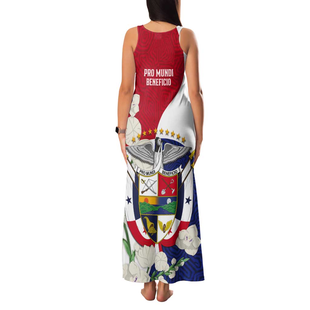Panama Independence Day Tank Maxi Dress Harpy Eagle With Mola Pattern - Flag Style - Wonder Print Shop