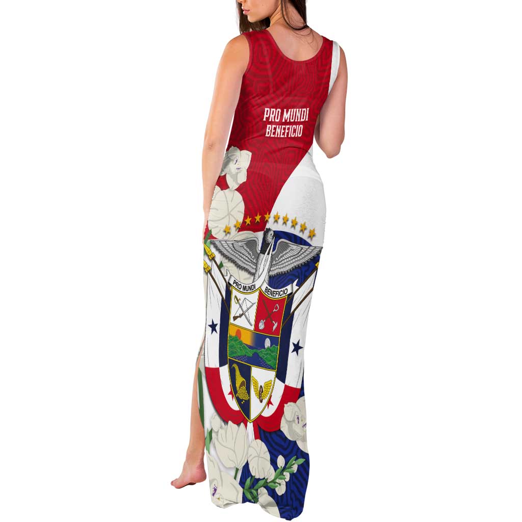 Panama Independence Day Tank Maxi Dress Harpy Eagle With Mola Pattern - Flag Style - Wonder Print Shop