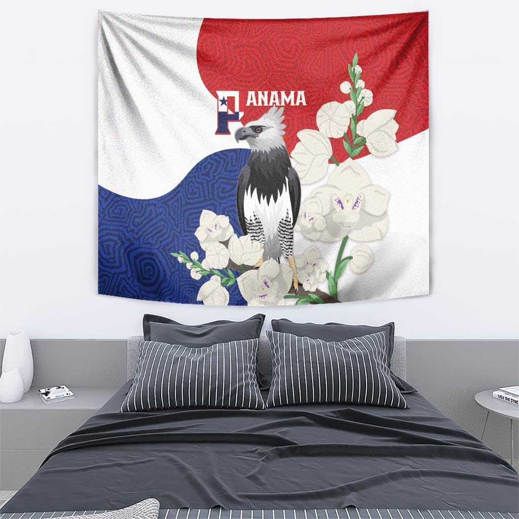 Panama Independence Day Tapestry Harpy Eagle With Mola Pattern - Flag Style - Wonder Print Shop