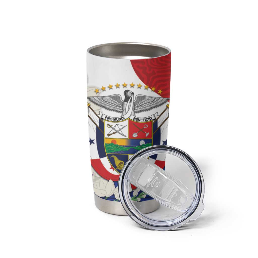 Panama Independence Day Tumbler Cup Harpy Eagle With Mola Pattern - Flag Style - Wonder Print Shop