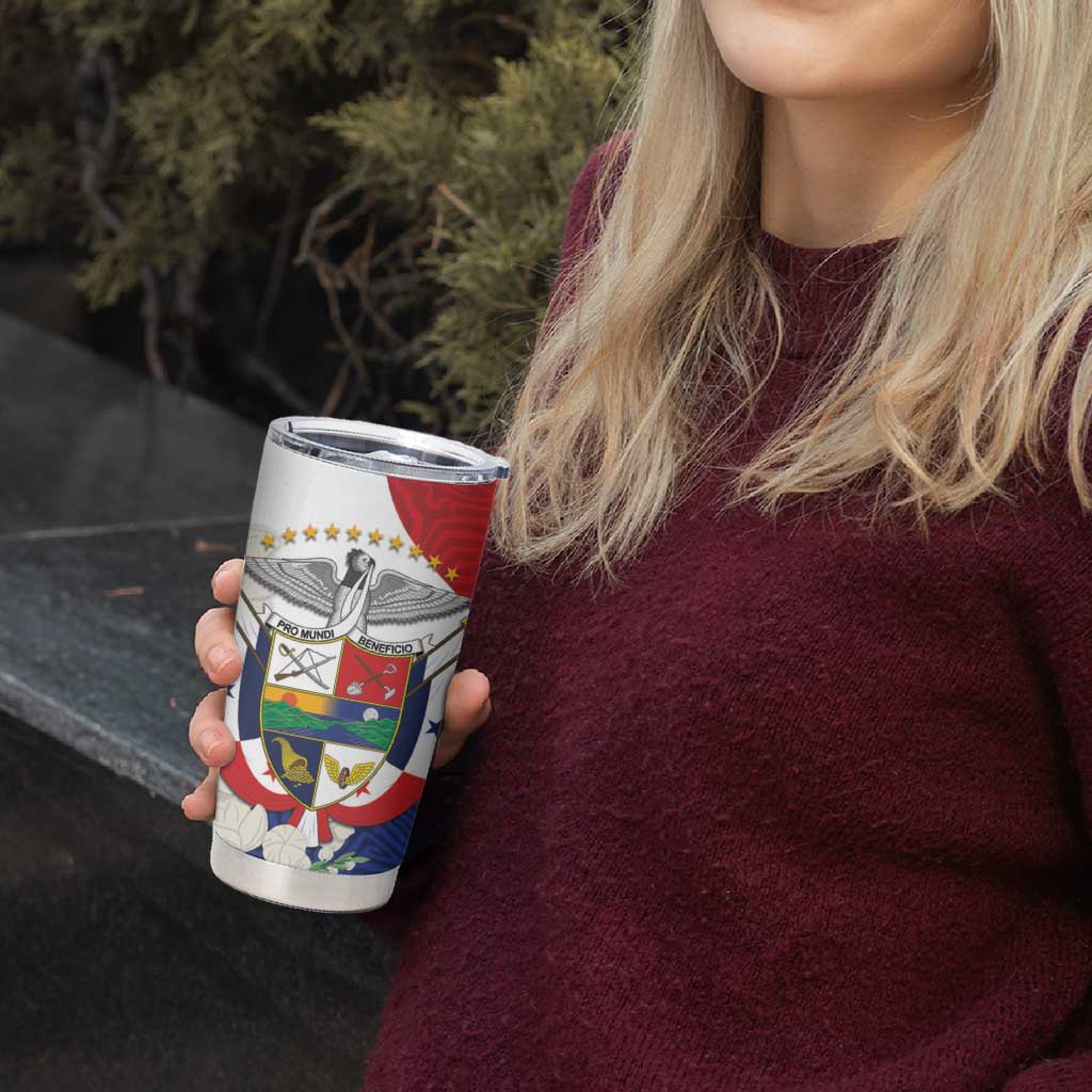 Panama Independence Day Tumbler Cup Harpy Eagle With Mola Pattern - Flag Style - Wonder Print Shop