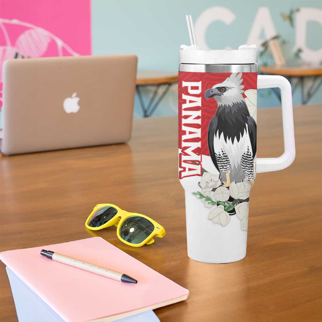 Panama Independence Day Tumbler With Handle Harpy Eagle With Mola Pattern - Flag Style - Wonder Print Shop