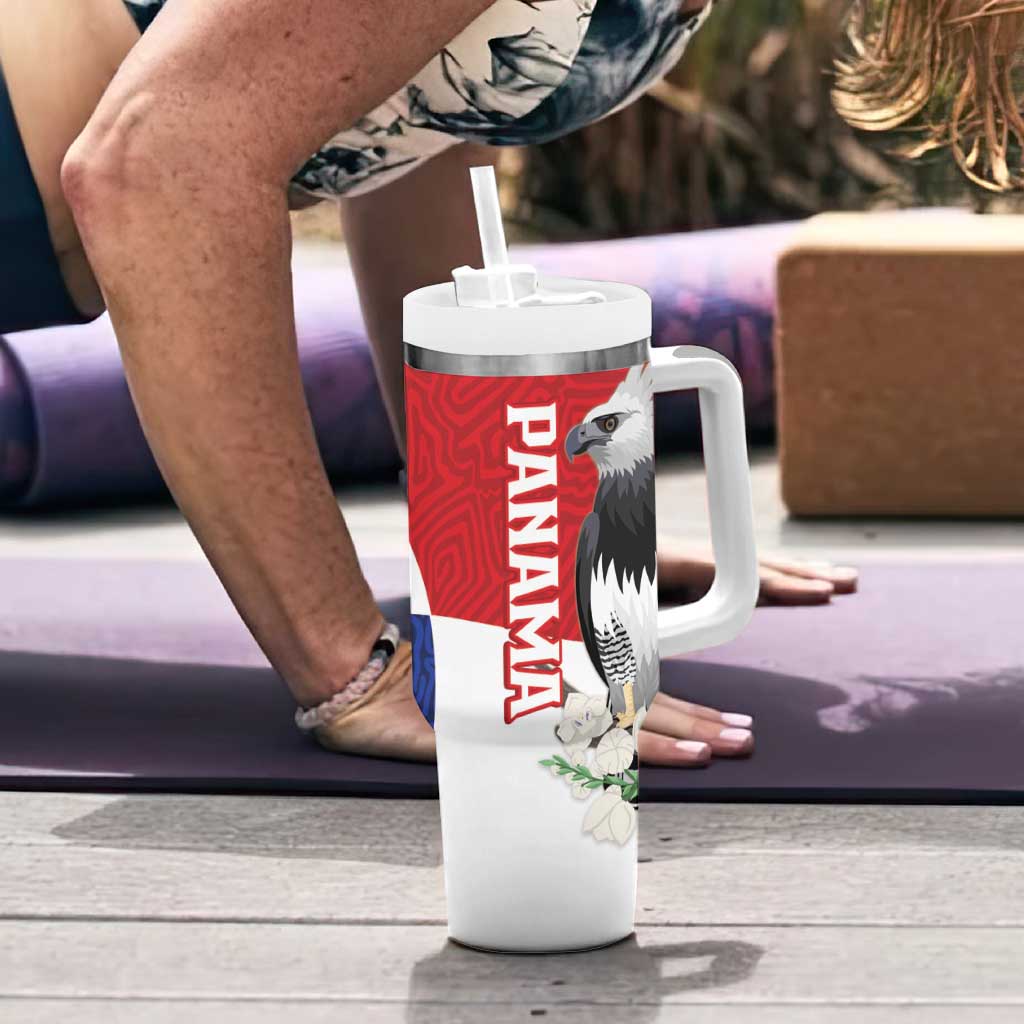 Panama Independence Day Tumbler With Handle Harpy Eagle With Mola Pattern - Flag Style - Wonder Print Shop