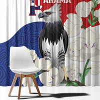 Panama Independence Day Window Curtain Harpy Eagle With Mola Pattern - Flag Style - Wonder Print Shop