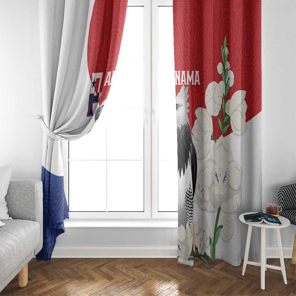 Panama Independence Day Window Curtain Harpy Eagle With Mola Pattern - Flag Style - Wonder Print Shop