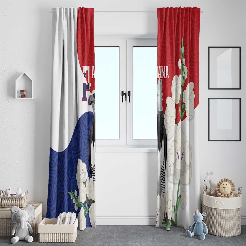 Panama Independence Day Window Curtain Harpy Eagle With Mola Pattern - Flag Style - Wonder Print Shop