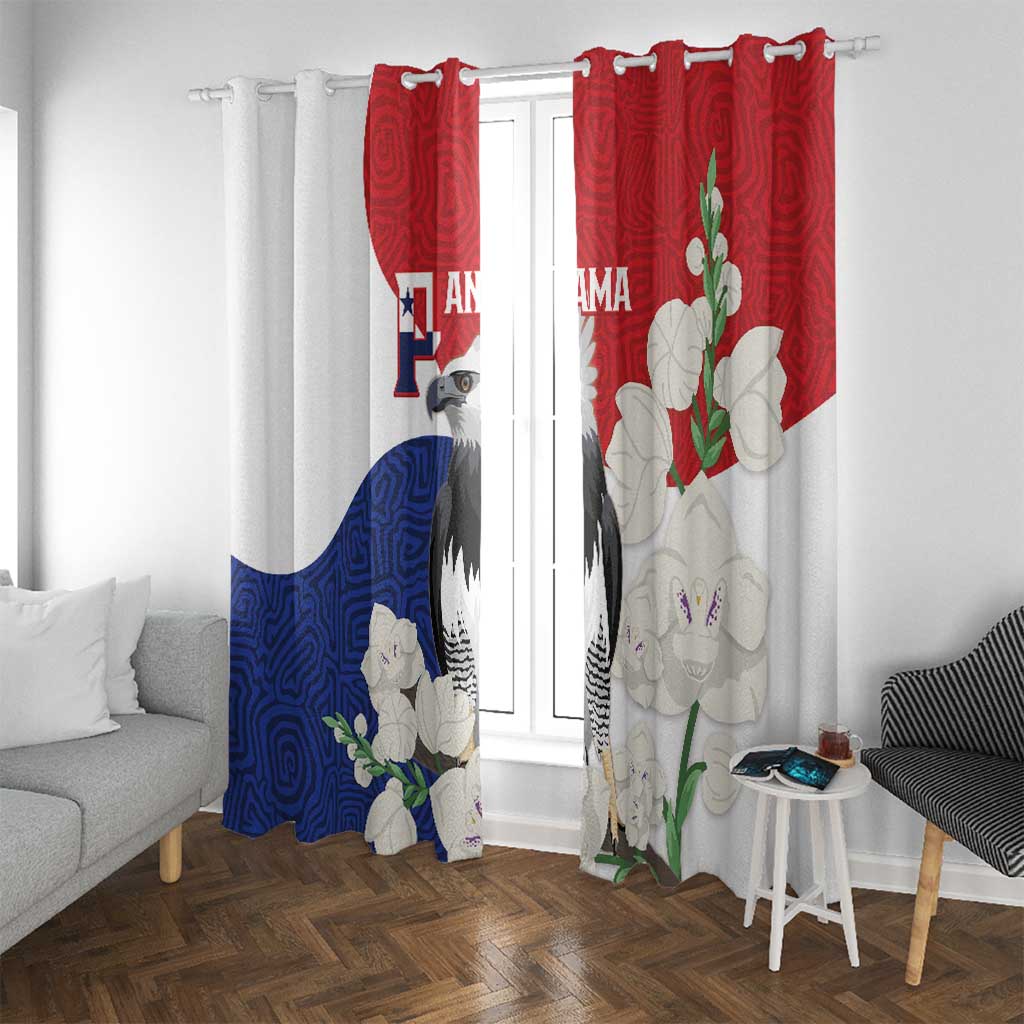 Panama Independence Day Window Curtain Harpy Eagle With Mola Pattern - Flag Style - Wonder Print Shop