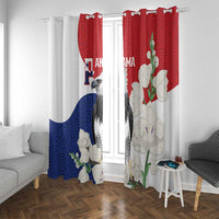 Panama Independence Day Window Curtain Harpy Eagle With Mola Pattern - Flag Style - Wonder Print Shop