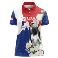 Panama Independence Day Women Polo Shirt Harpy Eagle With Mola Pattern - Flag Style - Wonder Print Shop