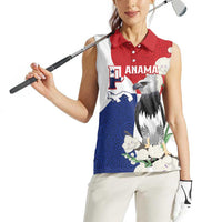 Panama Independence Day Women Sleeveless Polo Shirt Harpy Eagle With Mola Pattern - Flag Style - Wonder Print Shop