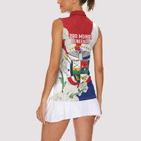 Panama Independence Day Women Sleeveless Polo Shirt Harpy Eagle With Mola Pattern - Flag Style - Wonder Print Shop