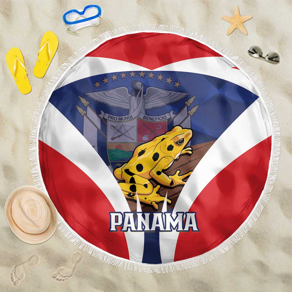Panama Golden Frog Beach Blanket Coat Of Arms - Sporty Style - Wonder Print Shop