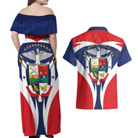 Panama Golden Frog Couples Matching Off Shoulder Maxi Dress and Hawaiian Shirt Coat Of Arms - Sporty Style - Wonder Print Shop