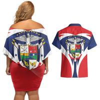 Panama Golden Frog Couples Matching Off Shoulder Short Dress and Hawaiian Shirt Coat Of Arms - Sporty Style - Wonder Print Shop