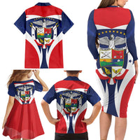 Panama Golden Frog Family Matching Long Sleeve Bodycon Dress and Hawaiian Shirt Coat Of Arms - Sporty Style - Wonder Print Shop