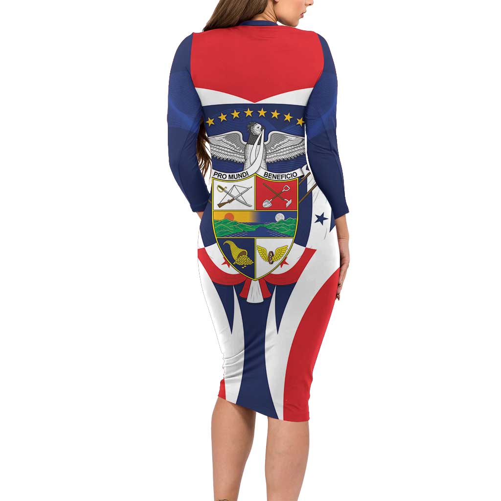 Panama Golden Frog Family Matching Long Sleeve Bodycon Dress and Hawaiian Shirt Coat Of Arms - Sporty Style - Wonder Print Shop