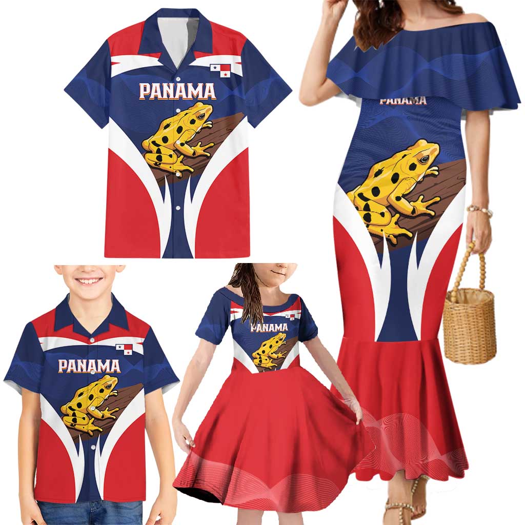 Panama Golden Frog Family Matching Mermaid Dress and Hawaiian Shirt Coat Of Arms - Sporty Style - Wonder Print Shop