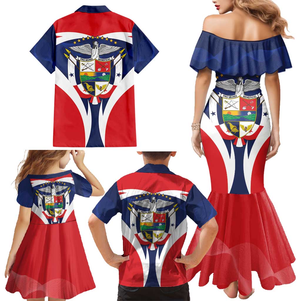 Panama Golden Frog Family Matching Mermaid Dress and Hawaiian Shirt Coat Of Arms - Sporty Style - Wonder Print Shop