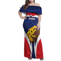 Panama Golden Frog Family Matching Off Shoulder Maxi Dress and Hawaiian Shirt Coat Of Arms - Sporty Style - Wonder Print Shop