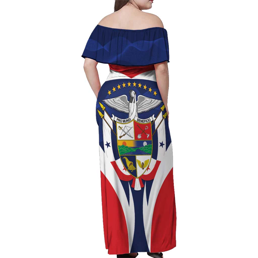 Panama Golden Frog Family Matching Off Shoulder Maxi Dress and Hawaiian Shirt Coat Of Arms - Sporty Style - Wonder Print Shop