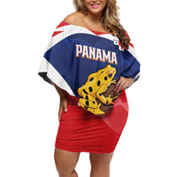 Panama Golden Frog Family Matching Off Shoulder Short Dress and Hawaiian Shirt Coat Of Arms - Sporty Style - Wonder Print Shop