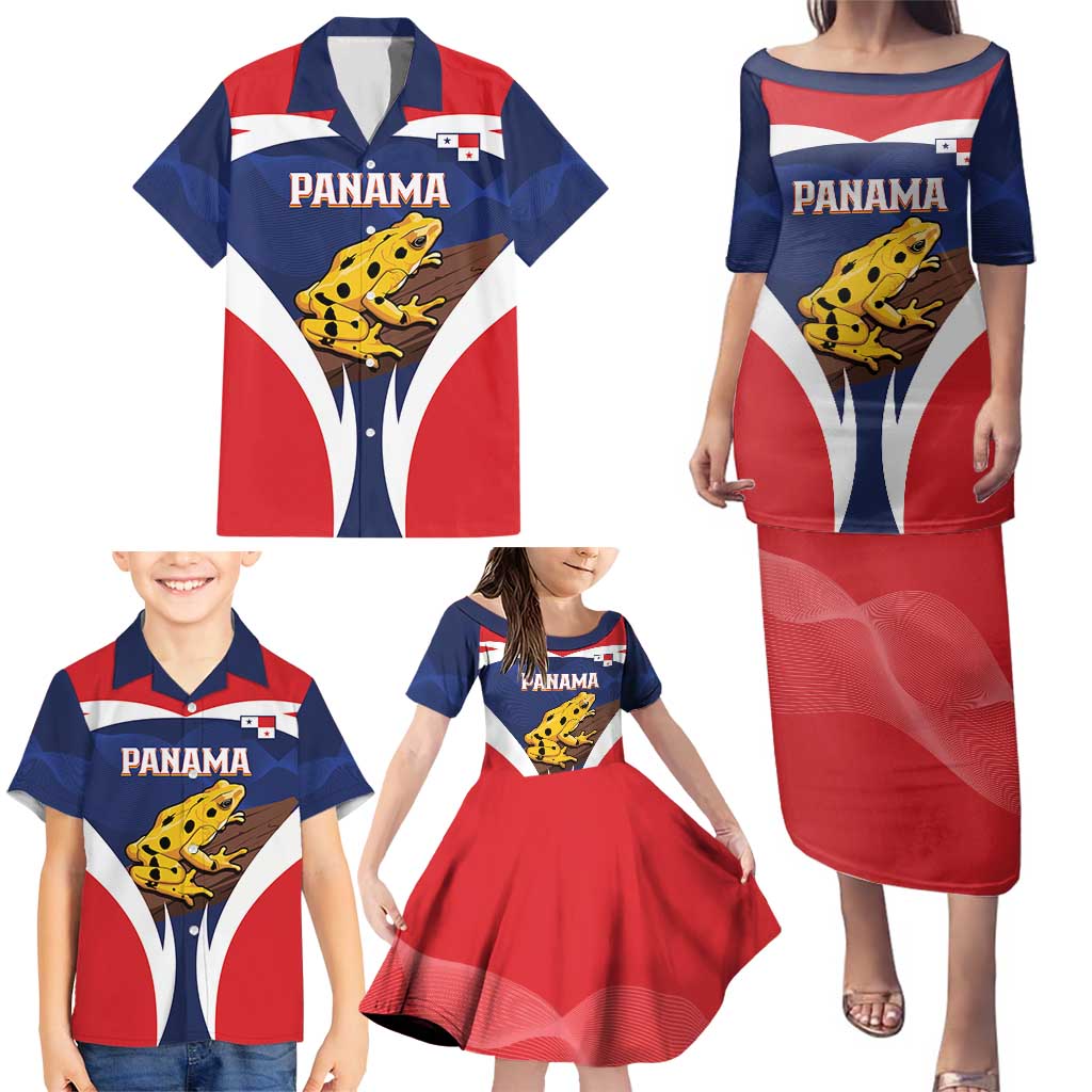Panama Golden Frog Family Matching Puletasi and Hawaiian Shirt Coat Of Arms - Sporty Style - Wonder Print Shop