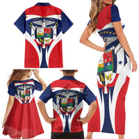Panama Golden Frog Family Matching Short Sleeve Bodycon Dress and Hawaiian Shirt Coat Of Arms - Sporty Style - Wonder Print Shop