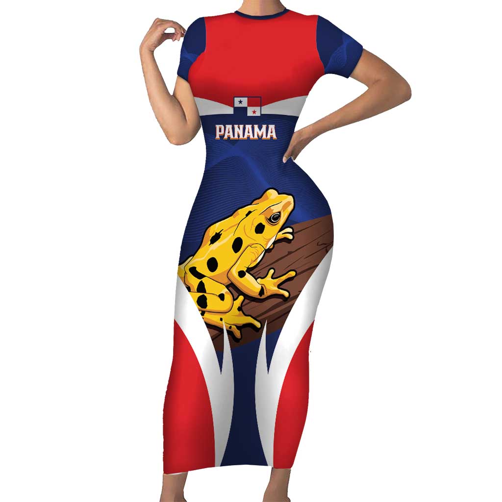 Panama Golden Frog Family Matching Short Sleeve Bodycon Dress and Hawaiian Shirt Coat Of Arms - Sporty Style - Wonder Print Shop