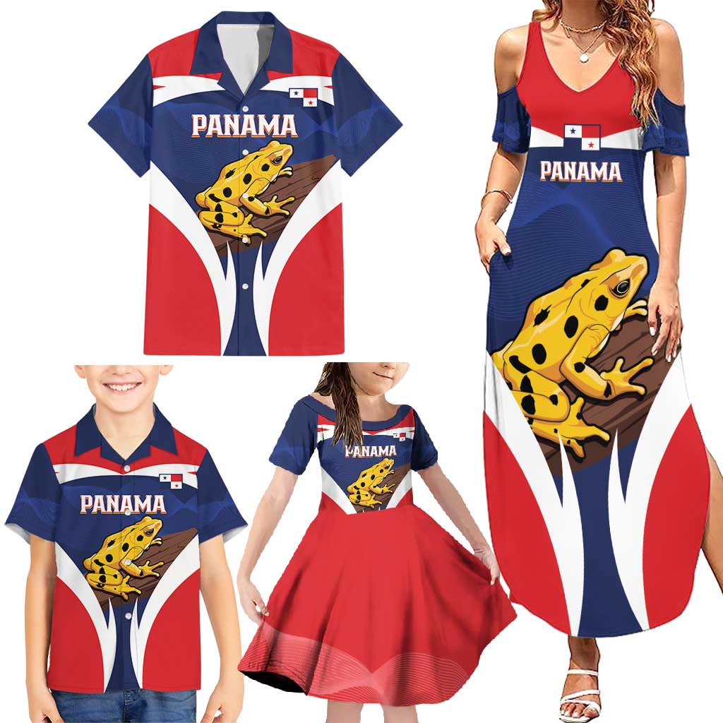 Panama Golden Frog Family Matching Summer Maxi Dress and Hawaiian Shirt Coat Of Arms - Sporty Style - Wonder Print Shop