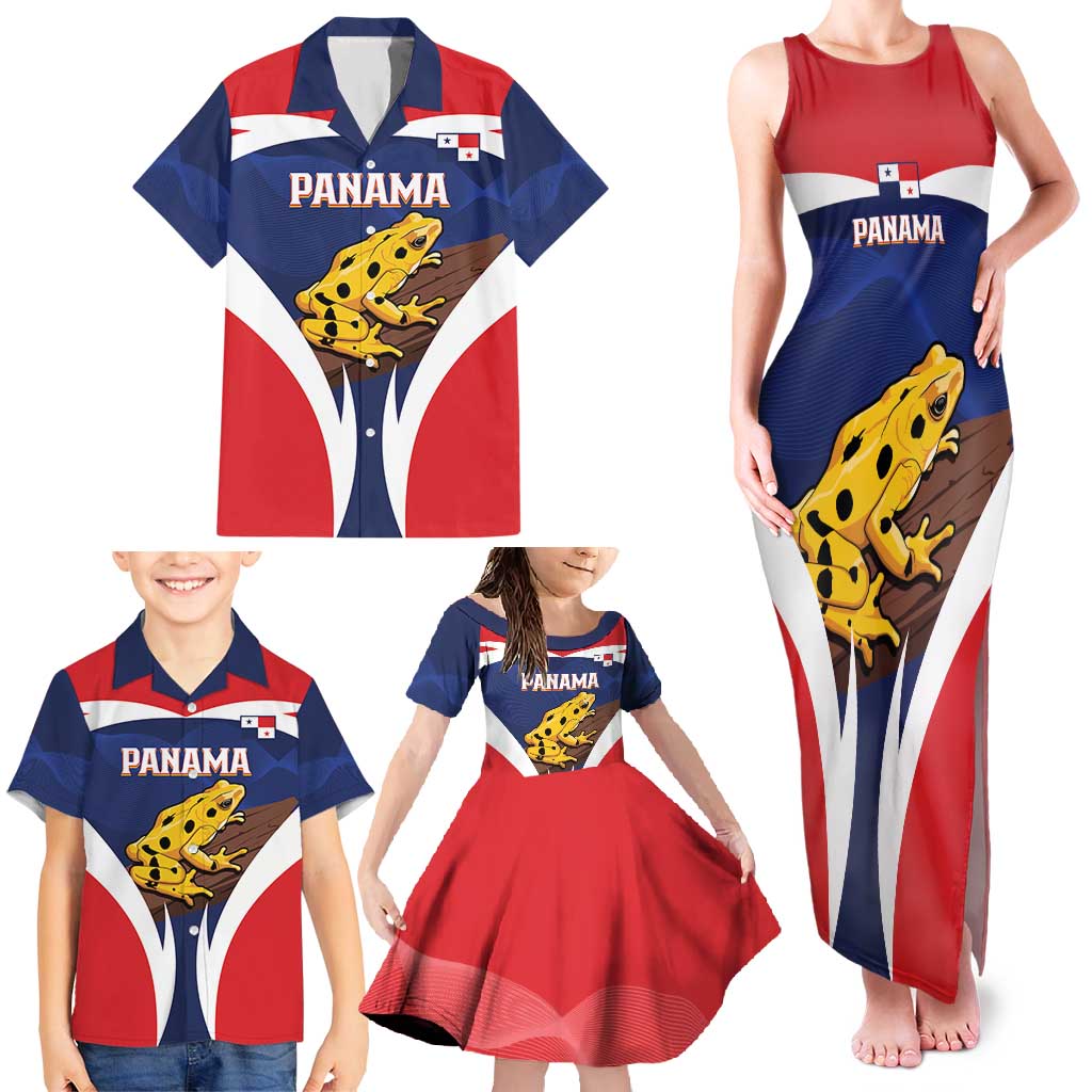 Panama Golden Frog Family Matching Tank Maxi Dress and Hawaiian Shirt Coat Of Arms - Sporty Style - Wonder Print Shop