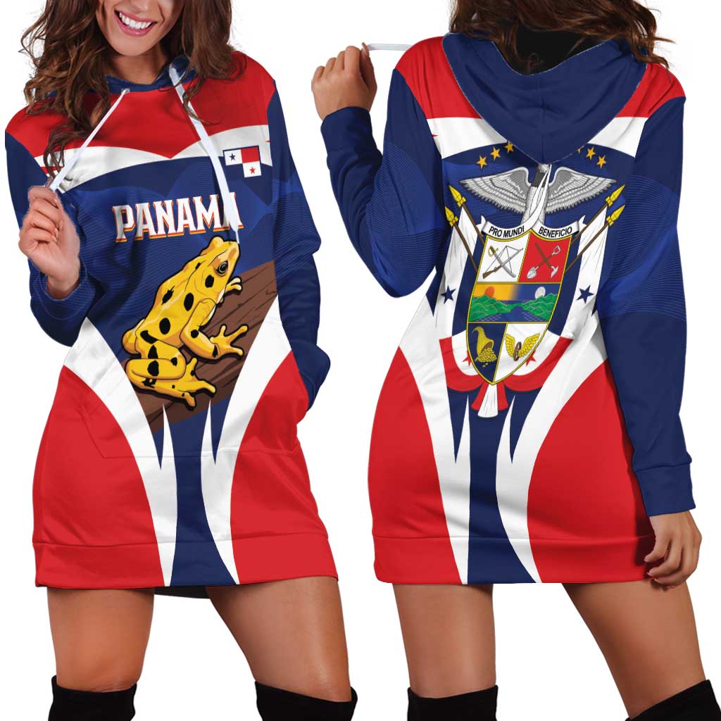 Panama Golden Frog Hoodie Dress Coat Of Arms - Sporty Style - Wonder Print Shop