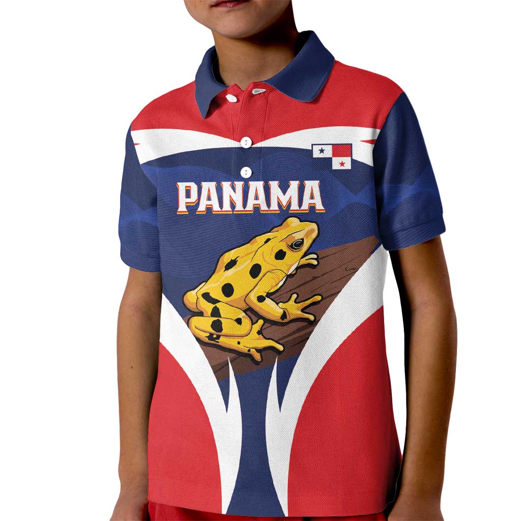 Panama Golden Frog Kid Polo Shirt Coat Of Arms - Sporty Style - Wonder Print Shop