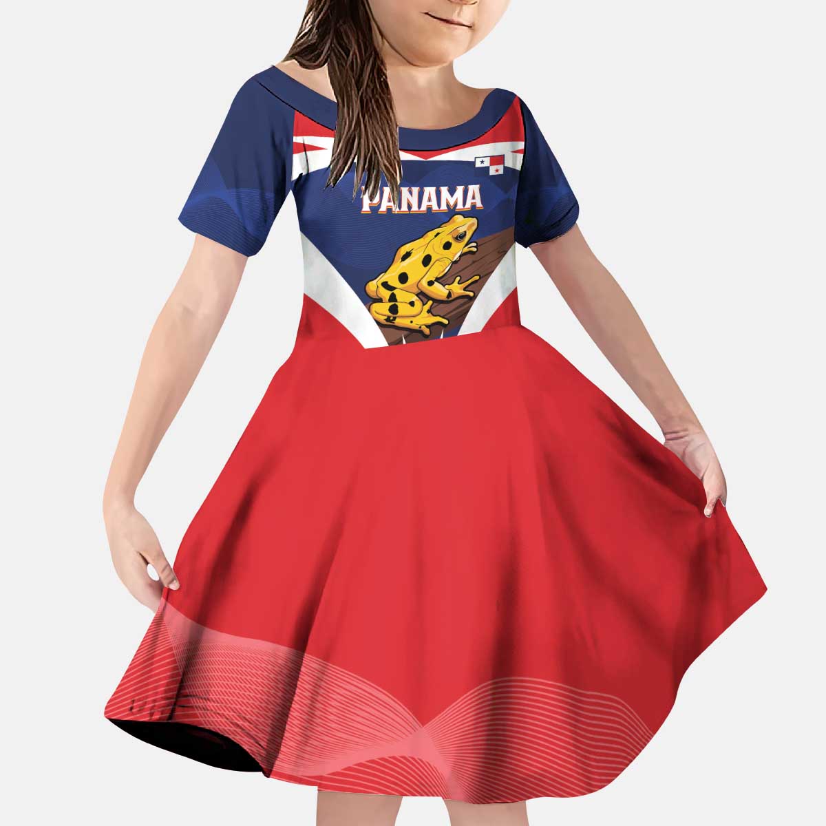Panama Golden Frog Kid Short Sleeve Dress Coat Of Arms - Sporty Style - Wonder Print Shop