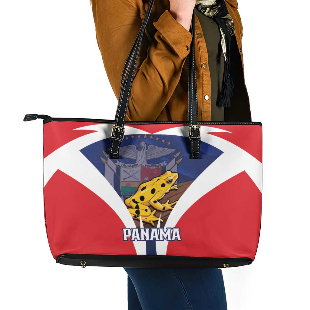 Panama Golden Frog Leather Tote Bag Coat Of Arms - Sporty Style - Wonder Print Shop