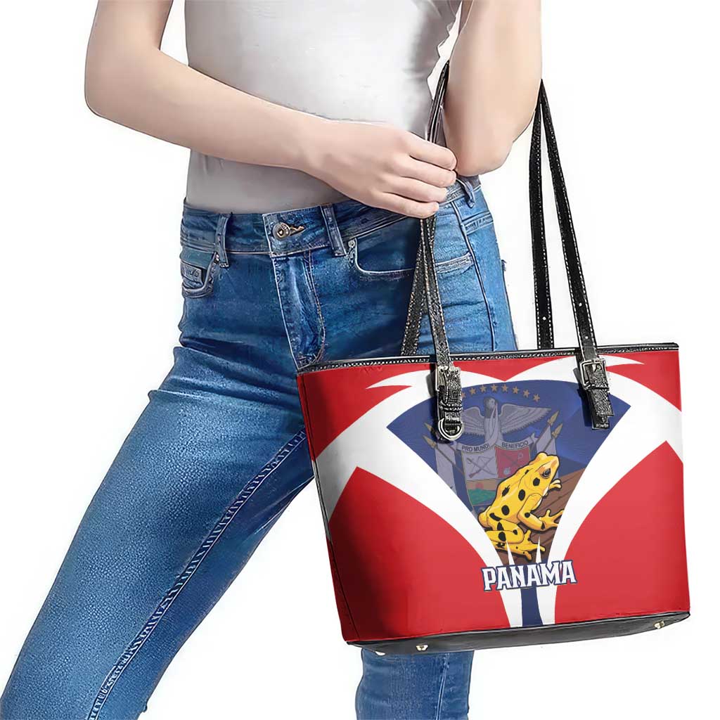 Panama Golden Frog Leather Tote Bag Coat Of Arms - Sporty Style - Wonder Print Shop