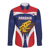 Panama Golden Frog Long Sleeve Button Shirt Coat Of Arms - Sporty Style - Wonder Print Shop