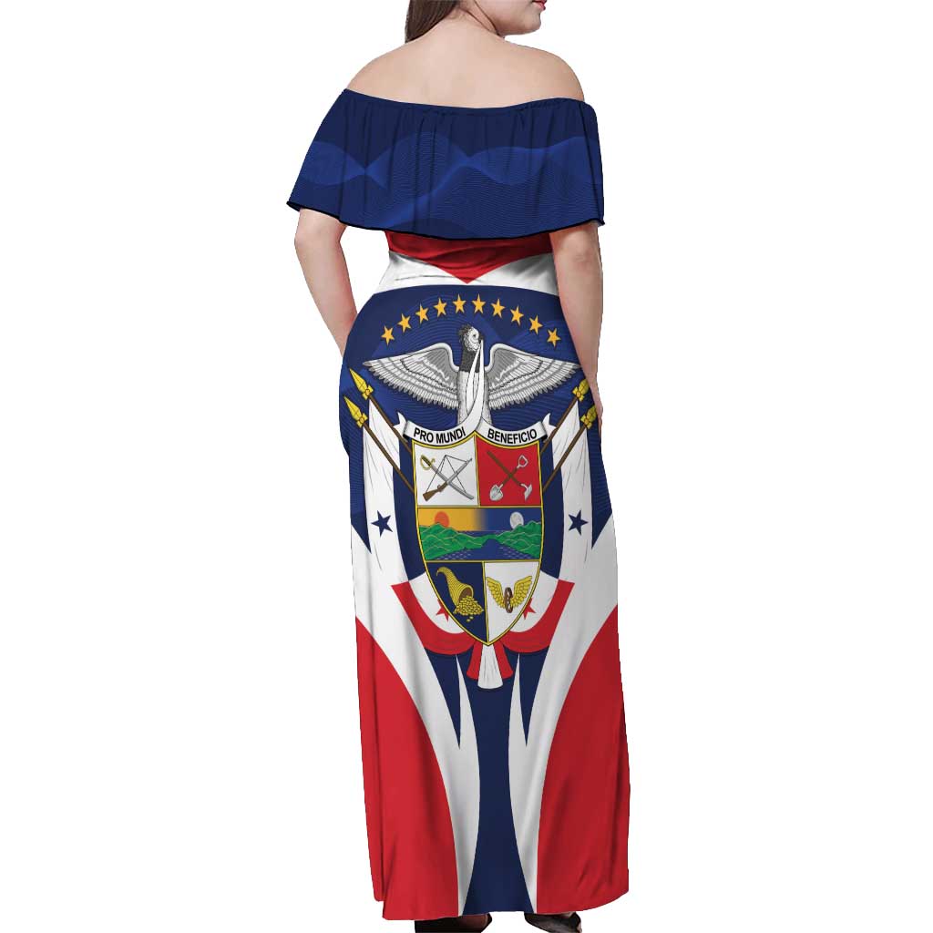 Panama Golden Frog Off Shoulder Maxi Dress Coat Of Arms - Sporty Style - Wonder Print Shop