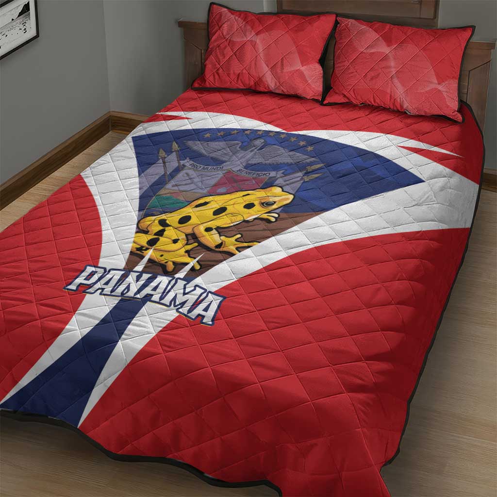Panama Golden Frog Quilt Bed Set Coat Of Arms - Sporty Style - Wonder Print Shop