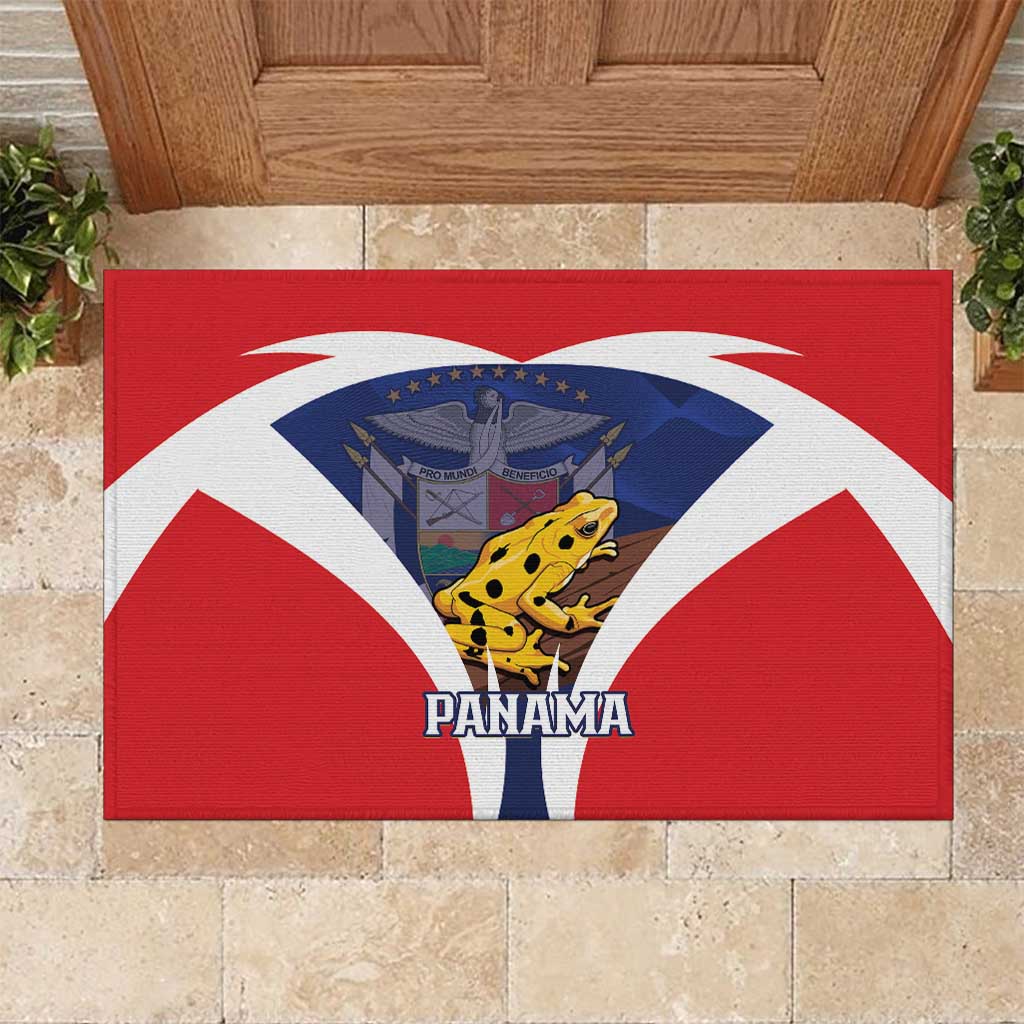 Panama Golden Frog Rubber Doormat Coat Of Arms - Sporty Style - Wonder Print Shop