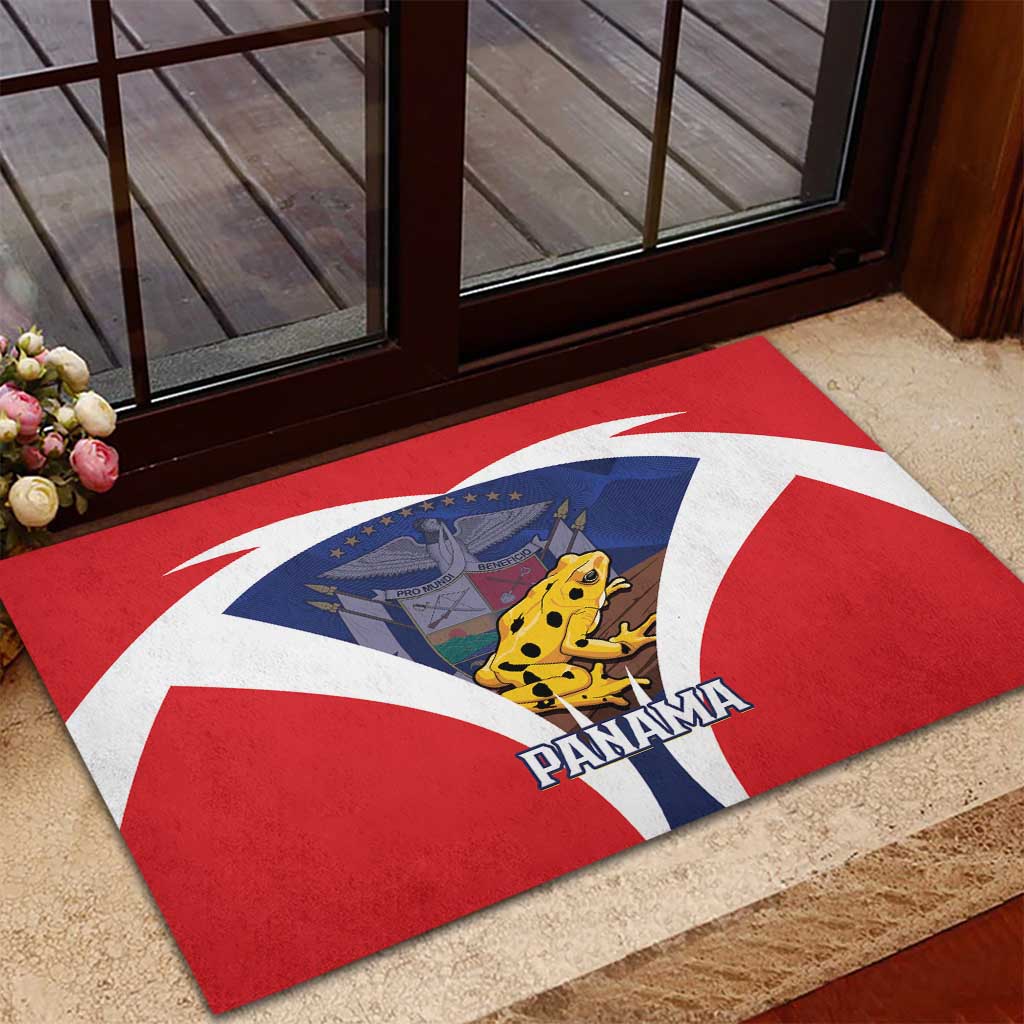 Panama Golden Frog Rubber Doormat Coat Of Arms - Sporty Style - Wonder Print Shop