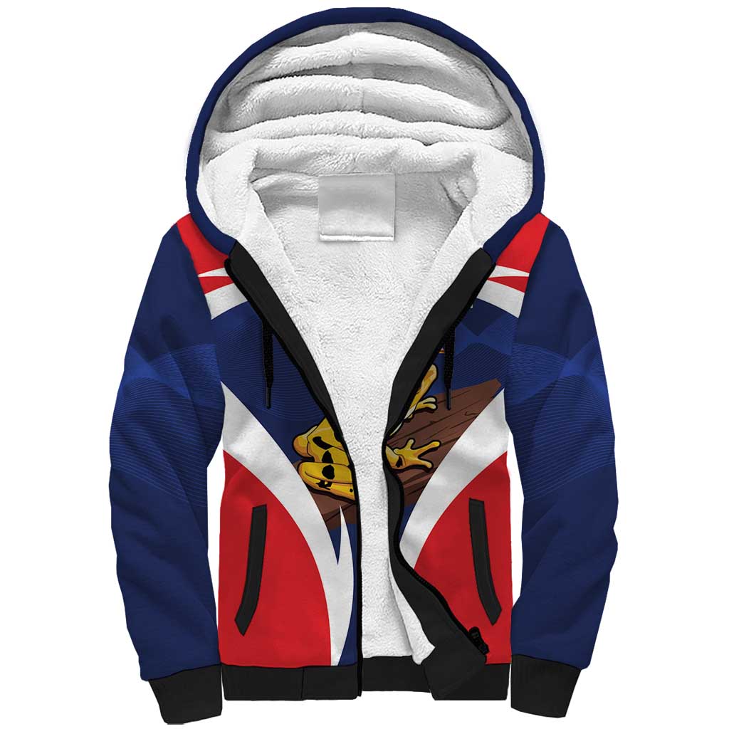 Panama Golden Frog Sherpa Hoodie Coat Of Arms - Sporty Style - Wonder Print Shop