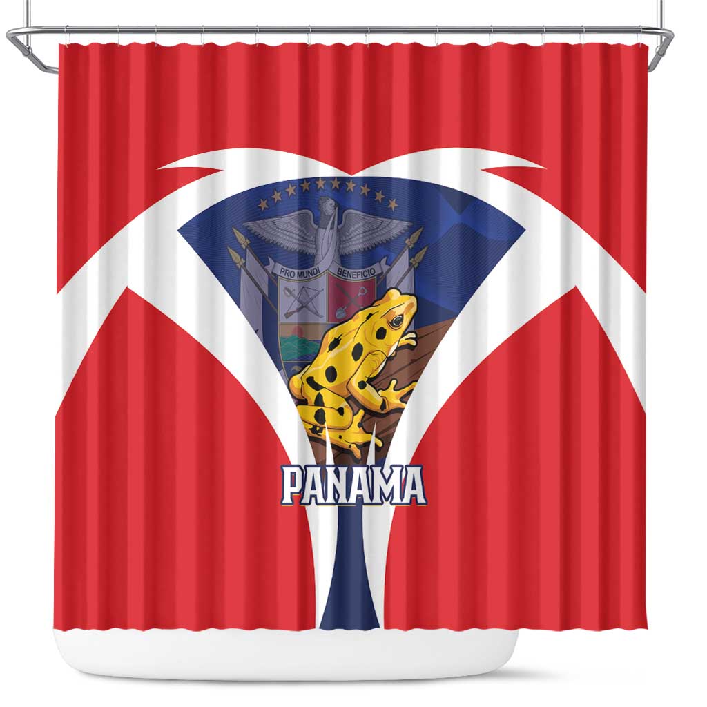 Panama Golden Frog Shower Curtain Coat Of Arms - Sporty Style