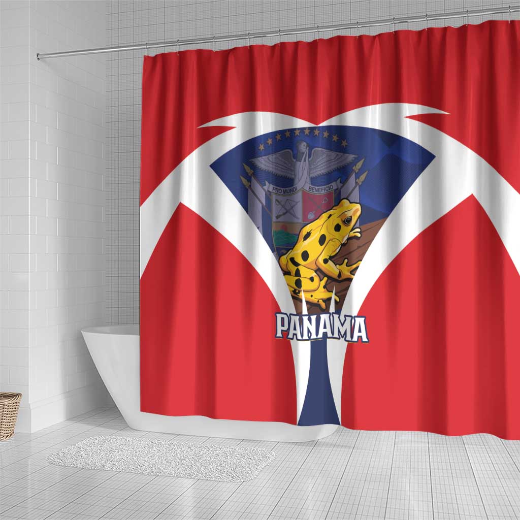 Panama Golden Frog Shower Curtain Coat Of Arms - Sporty Style