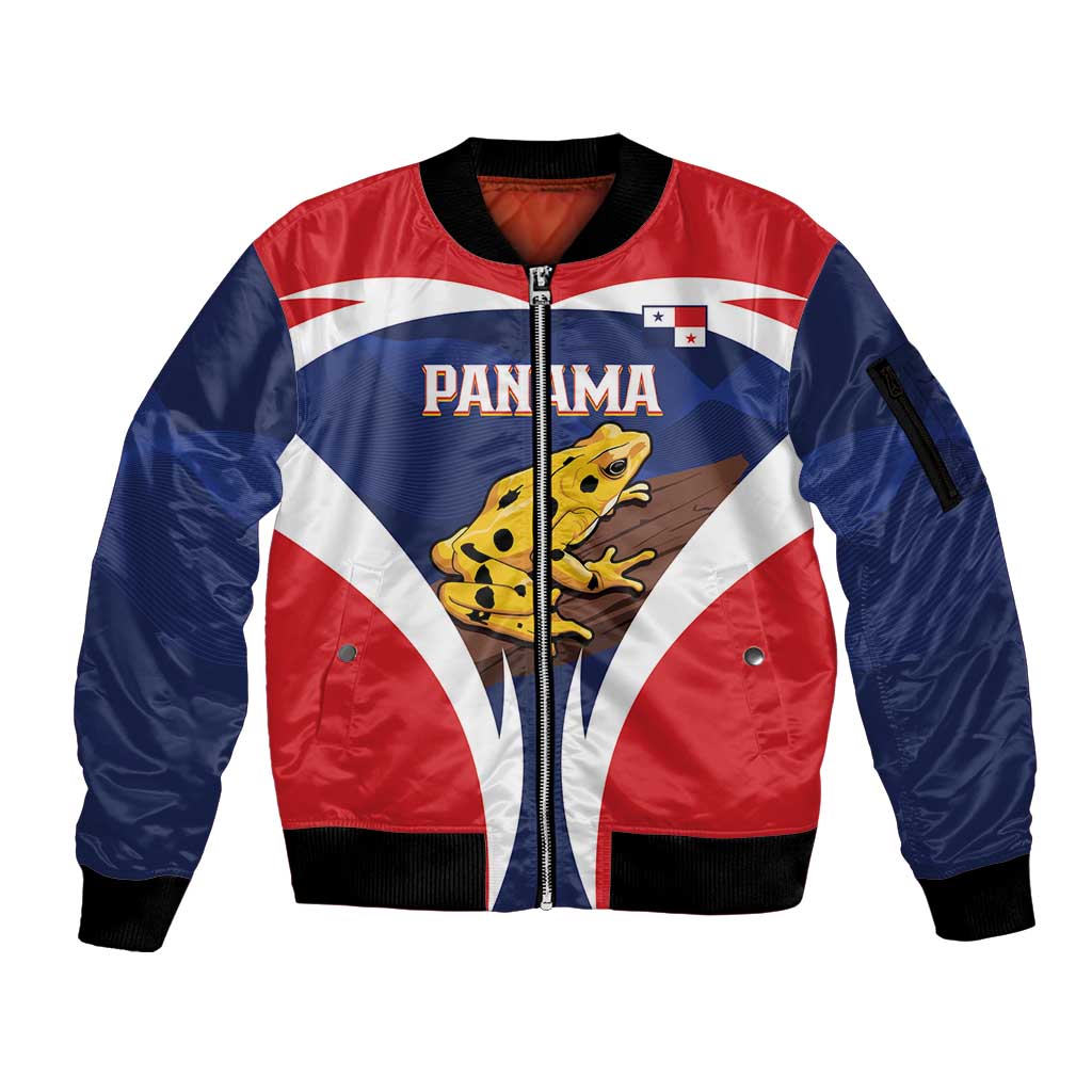 Panama Golden Frog Sleeve Zip Bomber Jacket Coat Of Arms - Sporty Style - Wonder Print Shop